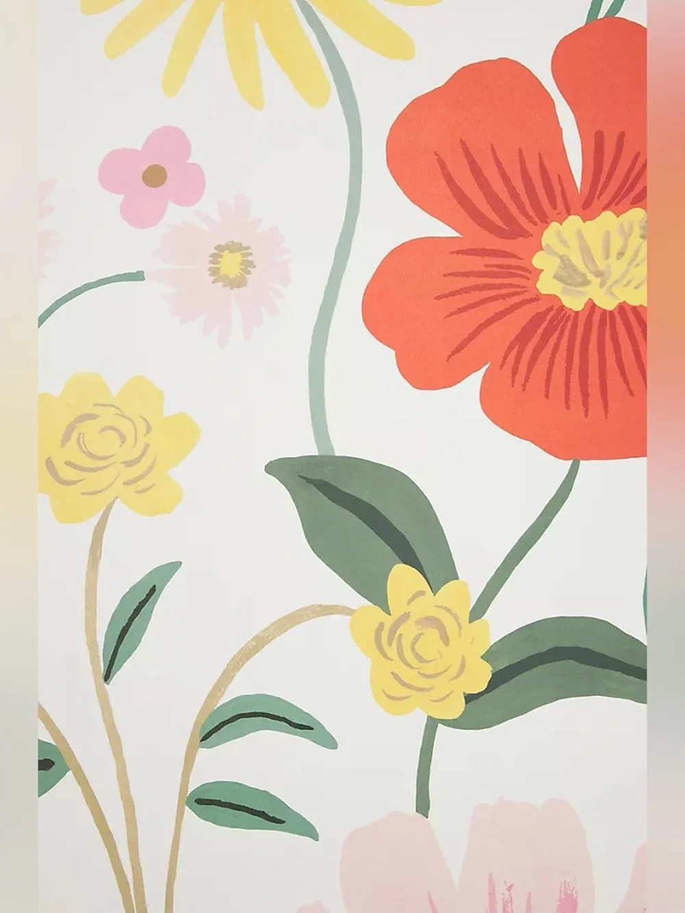 New Anthropologie York Rifle Paper Co. Strawberry Fields Floral Wallpaper Mural